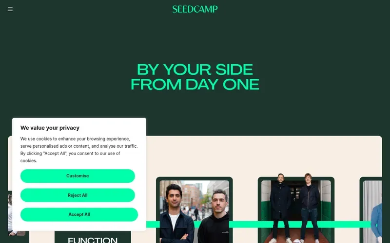 Screenshot of the Seedcamp homepage